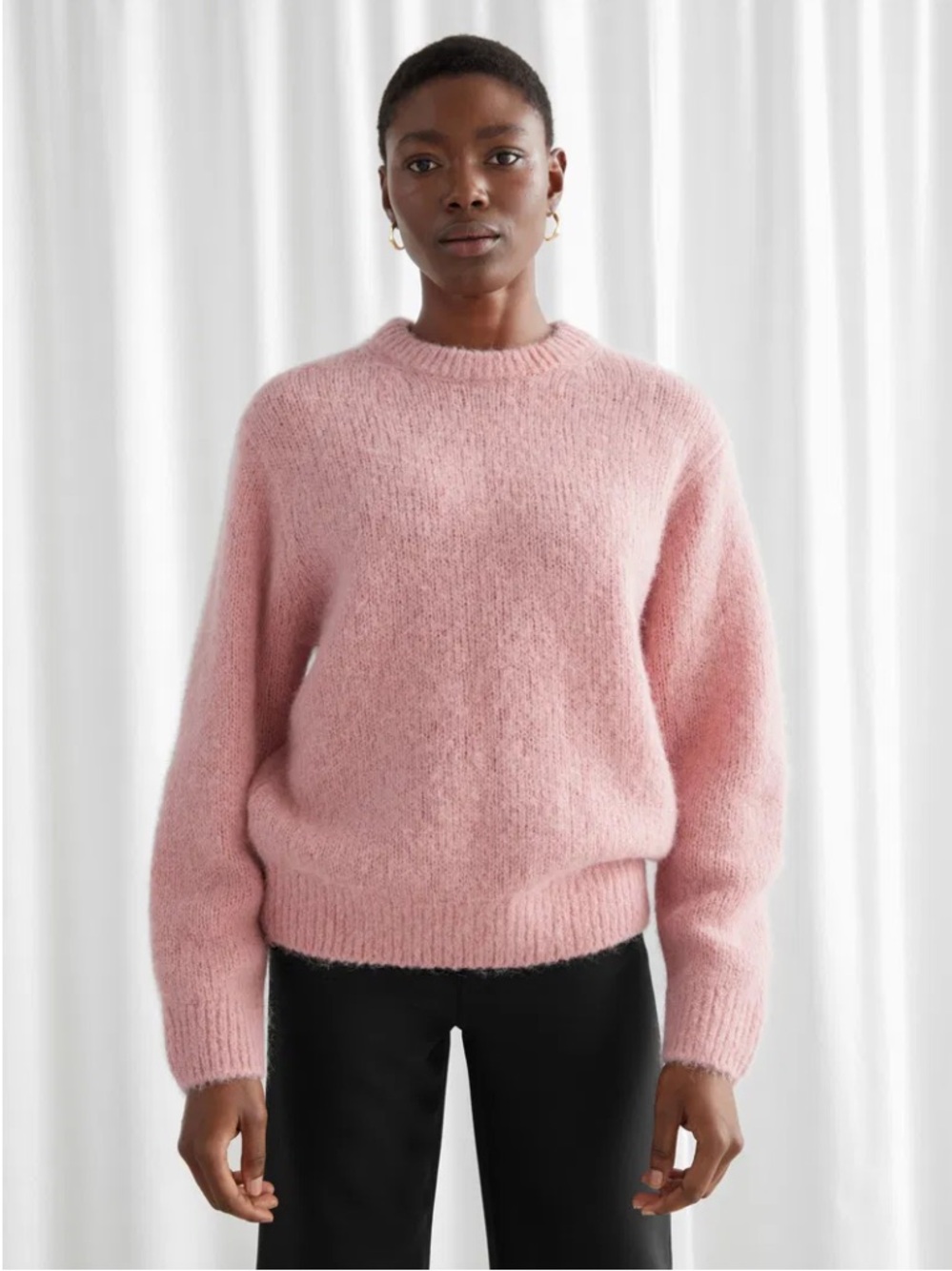 & Other Stories Oversized Wool Knit Jumper in Pink - L